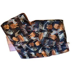 Vintage Y2K Into Africa Animal Print Long Scarf With Zebra Elephant Motif